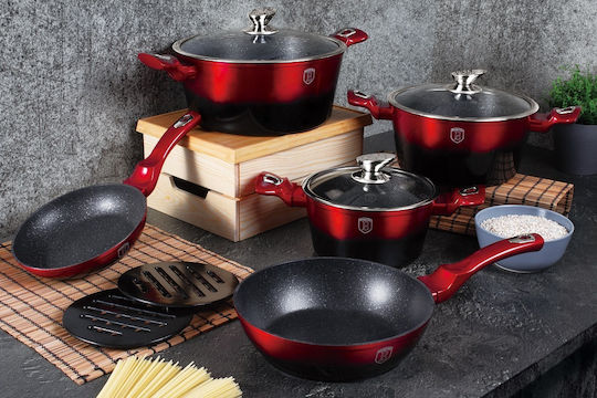 Berlinger Haus Metallic Line Kochgeschirr-Set aus Aluminium Burgundy Collection mit Steinbeschichtung 5 Teile