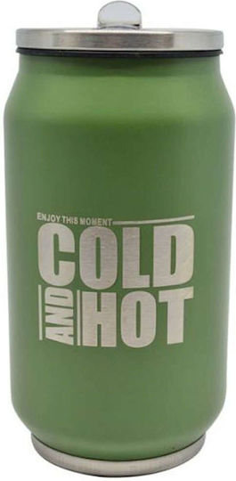 Ankor Cold And Hot Glass Thermos Stainless Steel 330ml Green with Mouthpiece