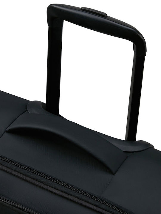 American Tourister Spinner Cabin Fabric Suitcase Black - Yellow With 4 Wheels Height 55cm