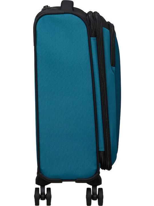 American Tourister Spinner Cabin Travel Suitcase Fabric Black - Blue with 4 Wheels Height 55cm 150910-2642