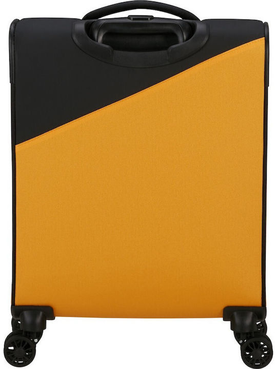American Tourister Spinner Cabin Fabric Suitcase Black - Yellow With 4 Wheels Height 55cm