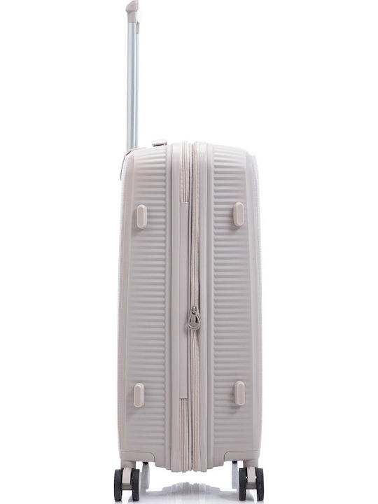RCM Medium Hard Beige Suitcase With 4 Wheels Height 66cm