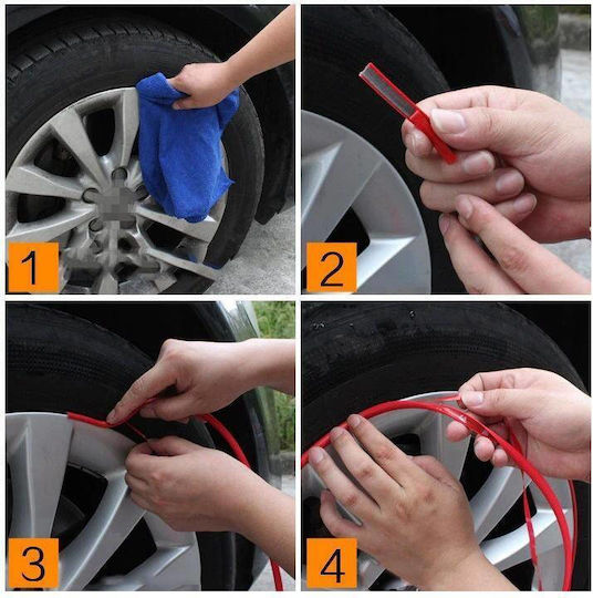 Protective Decorative Rim Rings Adhesive Made Flexible Plastic Red
