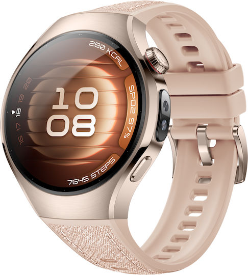 Huawei Watch 5 Stainless Steel 42mm Waterproof with eSIM and Heart Rate Monitor (Beige)