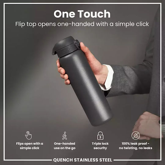Ion8 Thermos Bottle Stainless Steel BPA Free 1lt Insulated Bottle Stainless Steel Grey