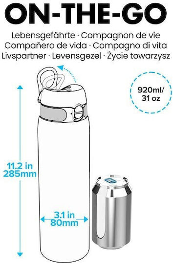 Ion8 Thermos Bottle Stainless Steel BPA Free 1lt Insulated Bottle Stainless Steel Grey