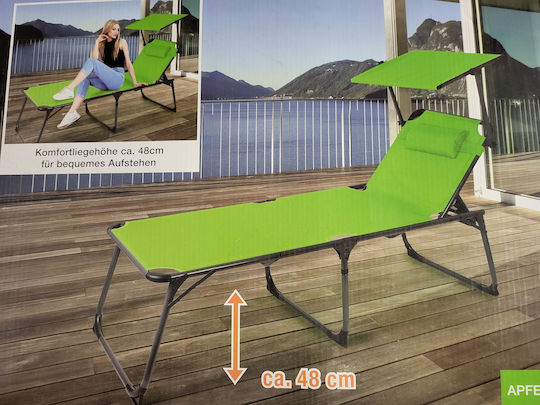 Aktive Beach Sunbed Gray Foldable Aluminum with Shader & Pillow 193x48x67cm