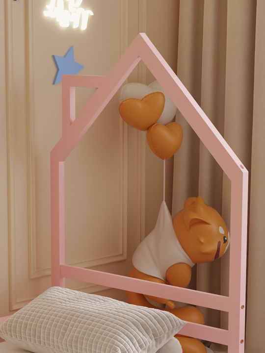 Montessori Pat pentru Copii Montessori Single Roz pentru Saltea 90x190cm