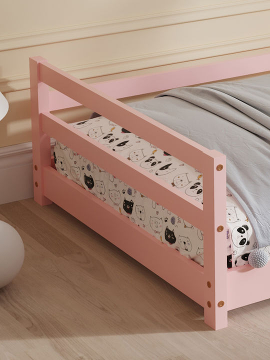 Montessori Pat pentru Copii Montessori Single Roz pentru Saltea 90x190cm