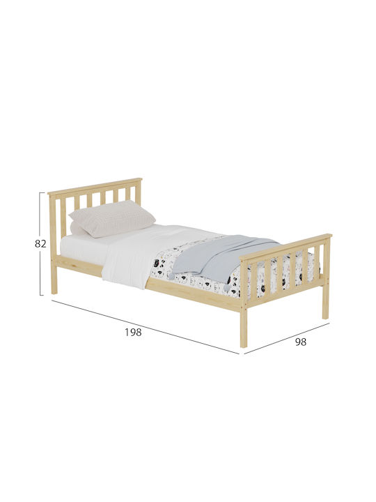 GIMLY Детско Класическо Единично Бежово Легло за Матрак 90x190см