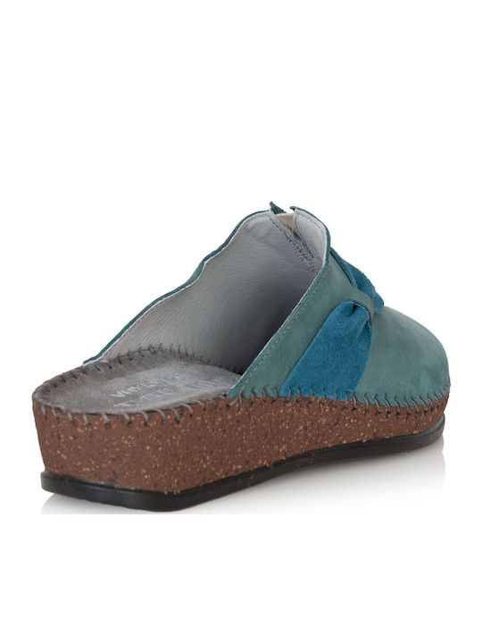 Anatomical Leather Women's Slippers Blue