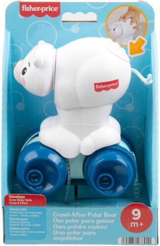 Fisher Price Животно Crawl-After Полярна Мечка от Текстил със Звуци за 9+ Месеца
