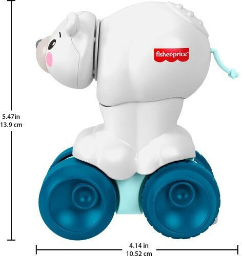 Fisher Price Животно Crawl-After Полярна Мечка от Текстил със Звуци за 9+ Месеца