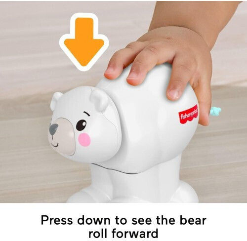 Fisher Price Животно Crawl-After Полярна Мечка от Текстил със Звуци за 9+ Месеца
