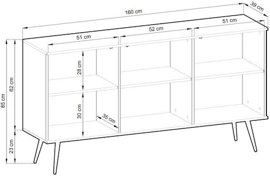 Sideboard Oro Wooden Charcoal 160x39x85cm