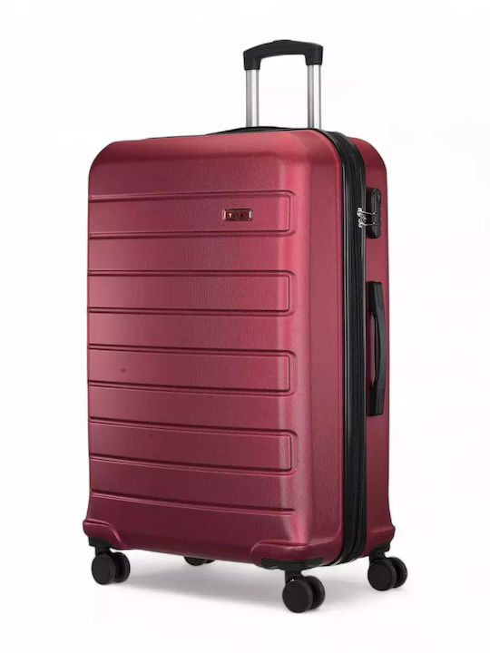 RCM Large Hard Burgundy Suitcase with 4 Wheels Height 75cm
