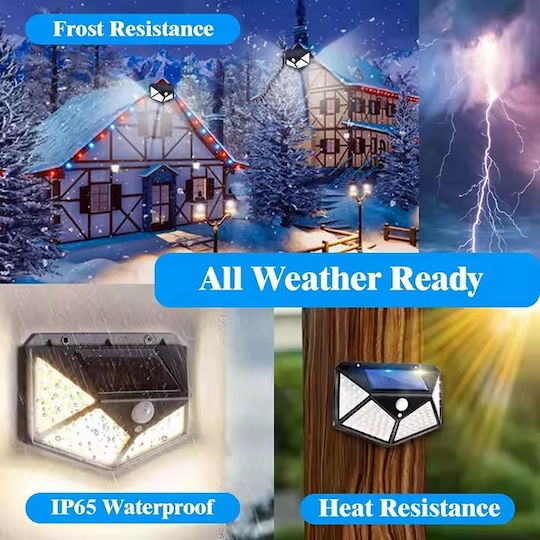Jortan Montat pe perete Lampă Solară 1000lm Alb Rece 6000K cu Fotocelulă IP66 13cmx6cmx7cmcm