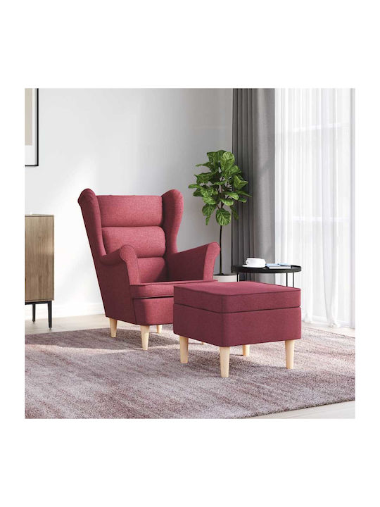 Bergère cu Puf Bordeaux, Red 74x84x100cm