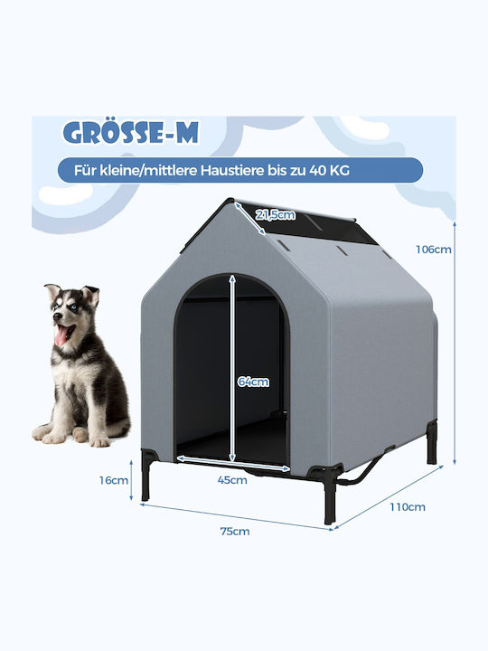 Costway Легло за куче Малка къща Сив 75x110см.