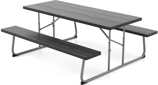 Costway Table Metal for Camping Foldable 183xx74cm Pink