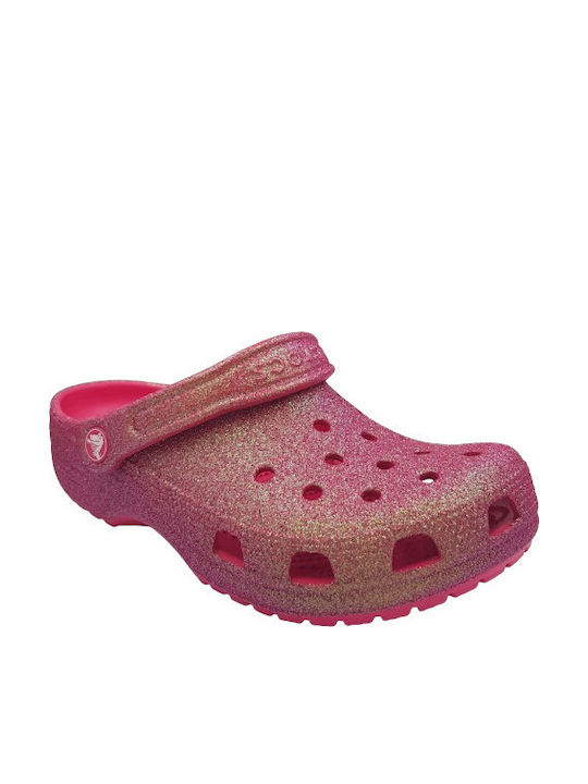 Crocs Classic Iridescent Glitter Women's Clogs Fuchsia