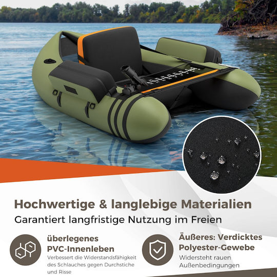 Costway Inflatable Boat Green with Paddles 135x109cm