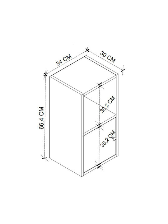Bedside Table Vito Wooden Grey 34x30x66.4cm GP041-0088 3
