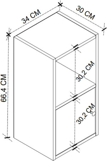 Комод Vito Дървен Сив 34x30x66.4см