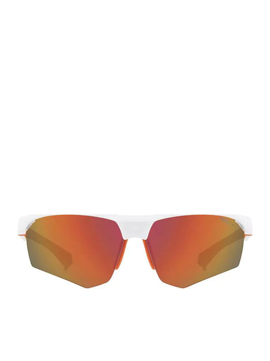 Polaroid Unisex Ochelari de soare cu Alb Cadru și Portocaliu Polarized Oglindă Lentilă PLD7055/S VK6/BG