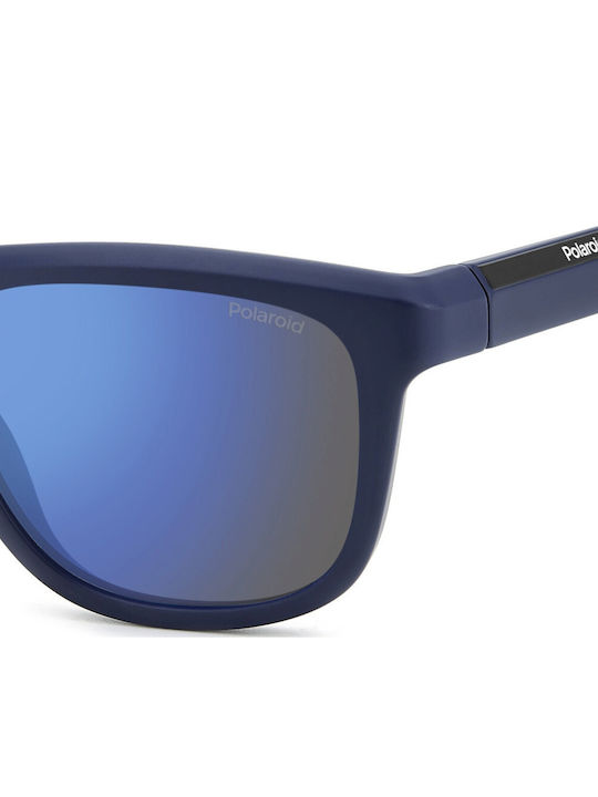 Polaroid Men's Sunglasses with Navy Blue Plastic Frame and Blue Mirror Lens PLD2163/S FLL/5X