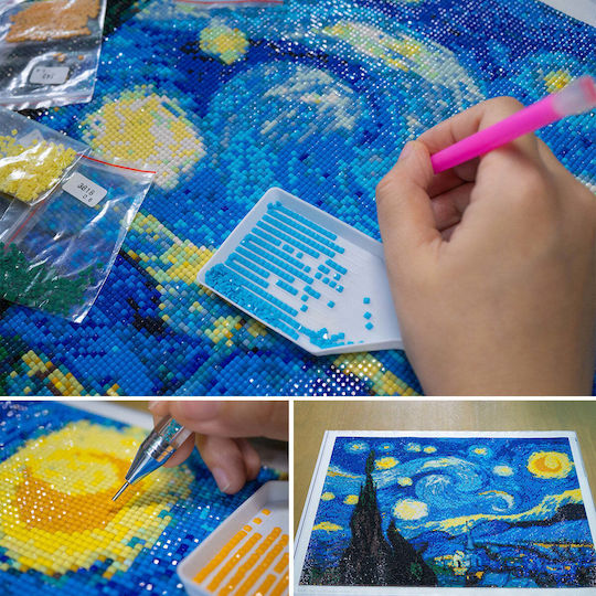 Olympus Diamond Painting " Starry Night " Ψηφιδωτό Μωσαικό " Έναστρη Νύχτα" Van Gogh 50x40