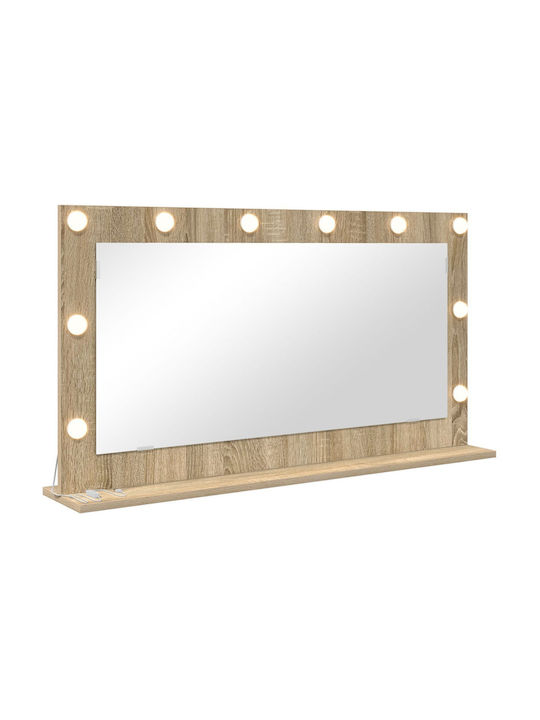 vidaXL Rechteckiger Badezimmerspiegel LED aus MDF 100x55cm Beige