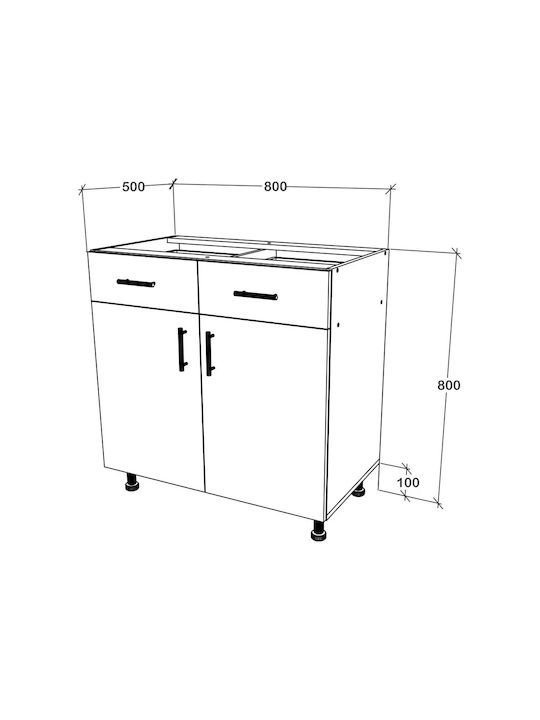 Επιδαπέδιο Ντουλάπι με Πάγκο Εργασίας White 80x50x80εκ.