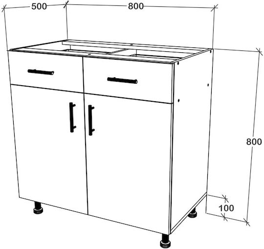 Floor Cabinet Glossy Grey/white 80x50x80cm