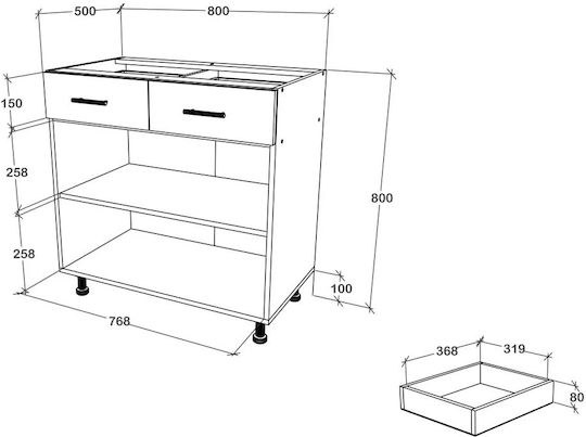 Floor Cabinet Glossy Grey/white 80x50x80cm