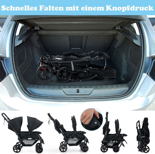 Costway Adjustable Double Stroller Suitable from 6+ Months Black 14kg