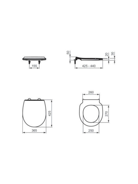 Ideal Standard Eurovit Καπάκι Λεκάνης Πλαστικό Λευκό