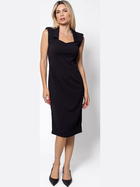 Midi Dress Sleeveless with Tearing Black