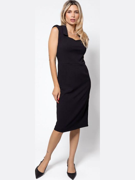 Midi Dress Sleeveless with Tearing Black