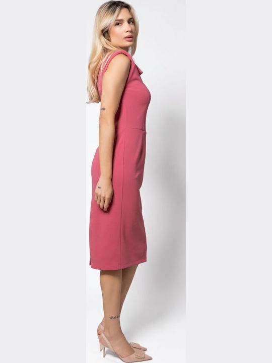 Καλοκαιρινό Midi Φόρεμα Αμάνικο με Σκίσιμο Antique Pink