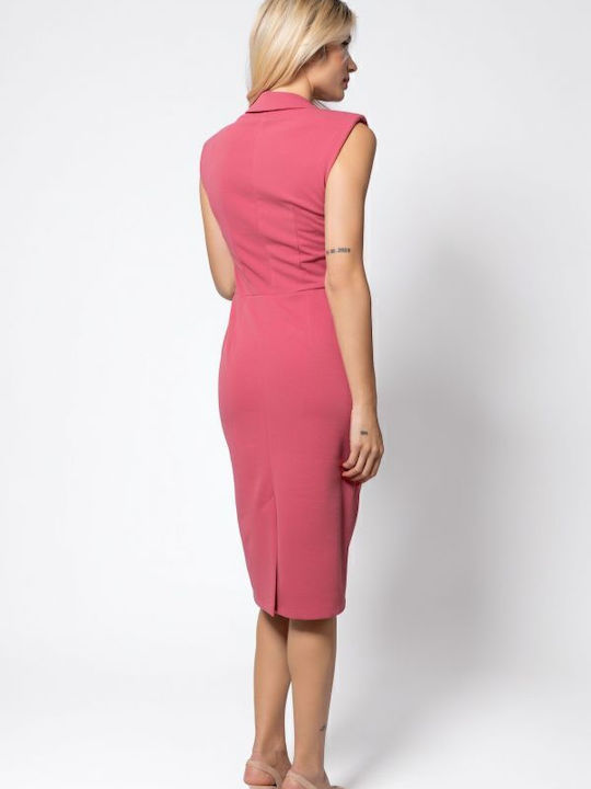 Καλοκαιρινό Midi Φόρεμα Αμάνικο με Σκίσιμο Antique Pink