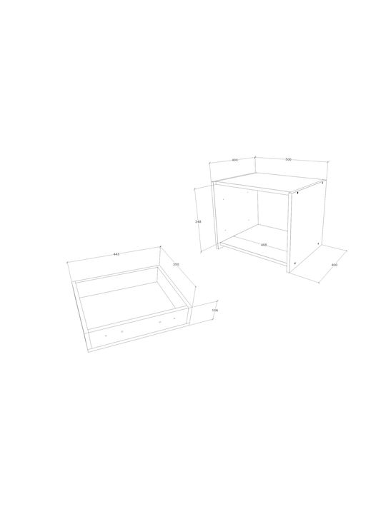 Комоди Malmo Дървени с Метални Крака Бели 2бр 40x50x40см