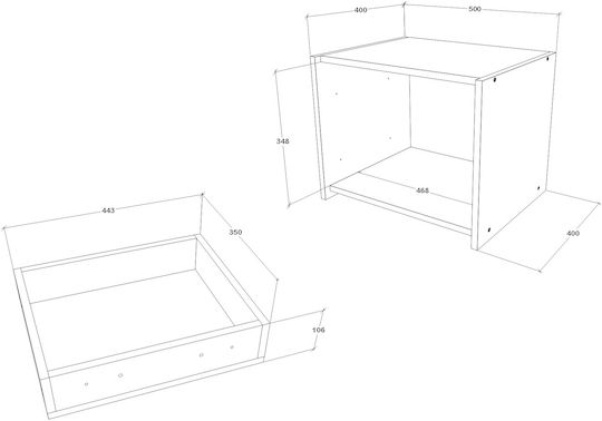 Noptiere Malmo Metalice Albe 2buc 40x50x40cm