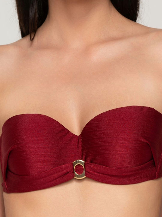 Padded Strapless Bikini with Detachable & Adjustable Straps Gold Bordeaux