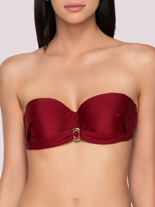 Padded Strapless Bikini with Detachable & Adjustable Straps Gold Bordeaux