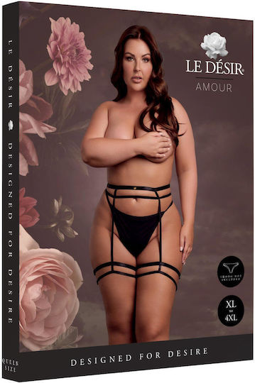 Double Strap Garter Belt Adjustable Sliders Plus Size Black