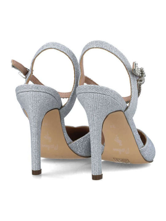 Synthetic Leather Silver High Heels