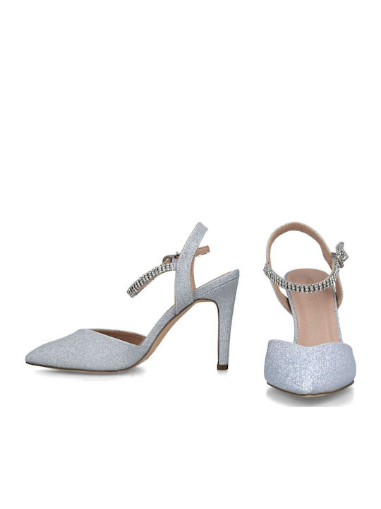 Synthetic Leather Silver High Heels