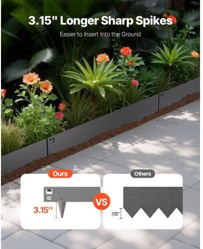 Vevor Metal Garden Hedge in Gray Color 15.6x99cm 5 Pieces