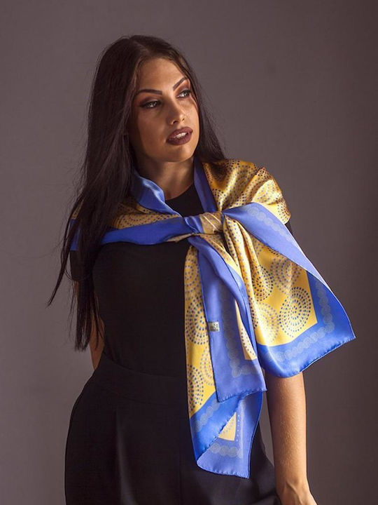 Kalfas Luxury Silk Women's Silk Scarf Blue